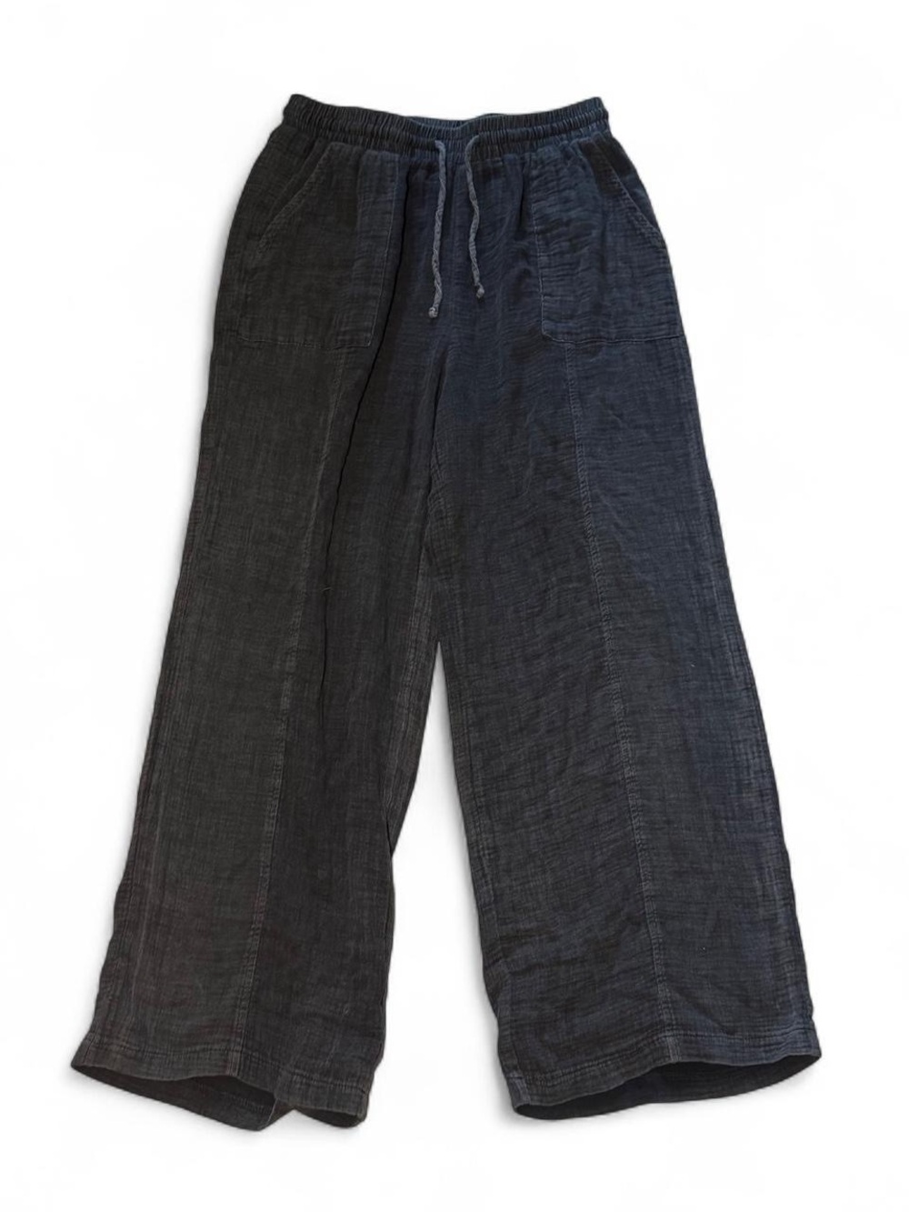 Charcoal grey Black gauzy linen lightweight pants size L☮️